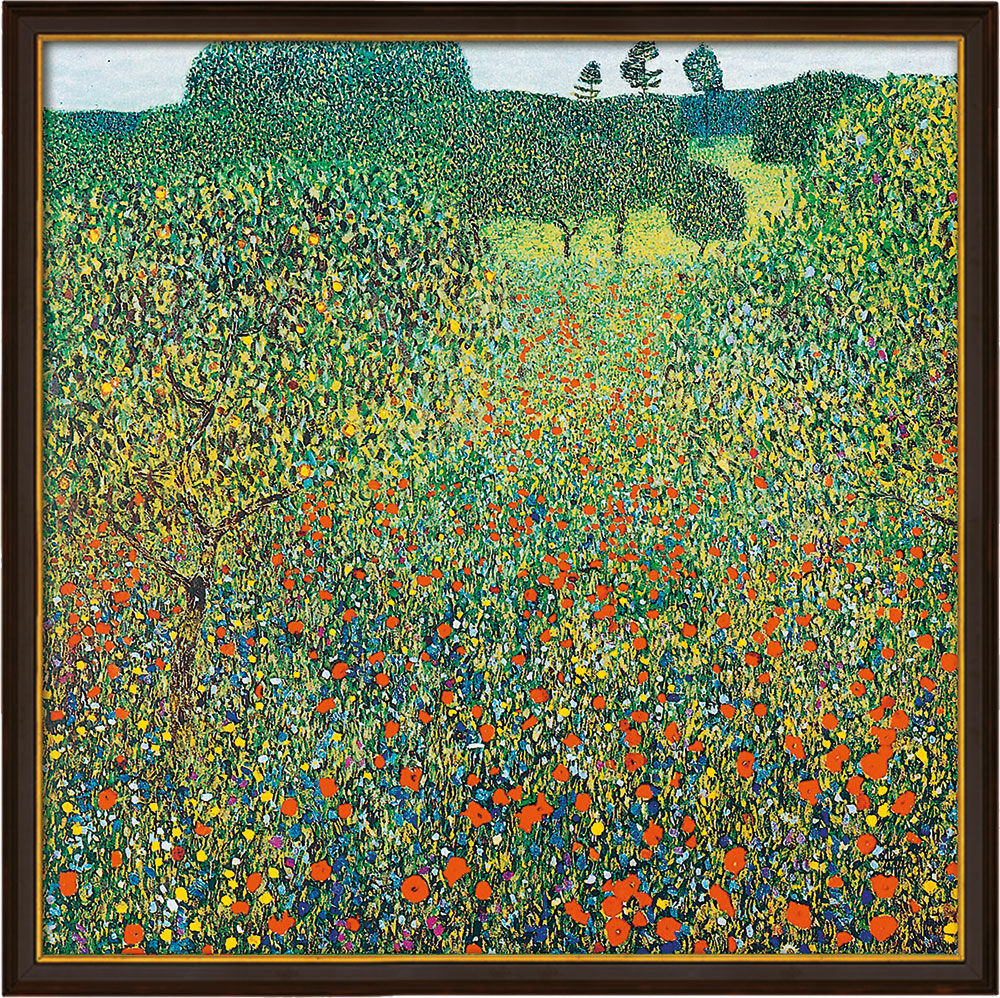 Bild "Feld mit Mohn" (1905), gerahmt von Gustav Klimt