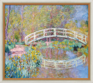 Bild "Brücke in Monets Garten" (1900), Version hell gerahmt